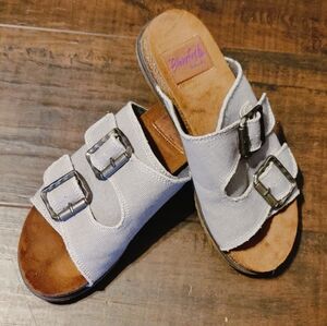 Sweet Smoke Gray Twill Sandals